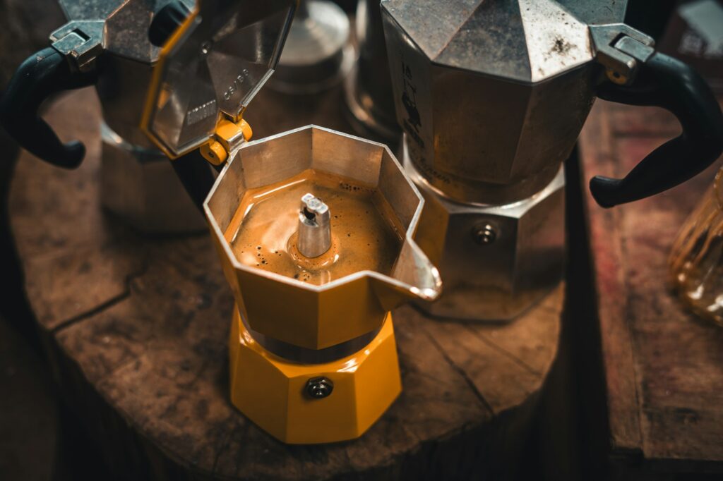 Brewing coffee in a moka potm,Coffee in a Moka Pot