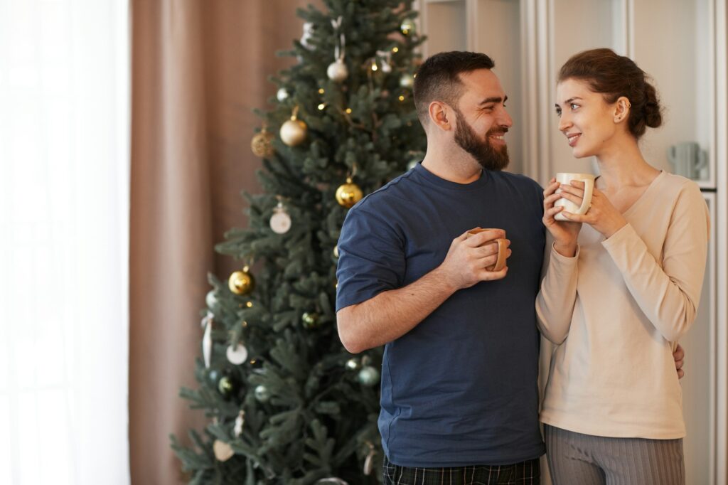 Drinking Coffee Together In New Year Morning